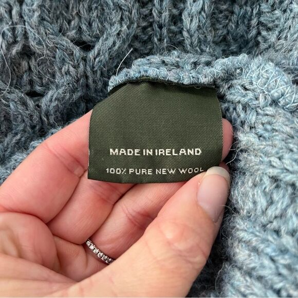Vintage Blarney Woolen Mills Dusty Blue Cable Knit Sweater - Picture 5 of 6
